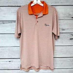 Bobby Jones Performance Polo Golf Orange Grey Stripe Sz M Activewear Athleisure